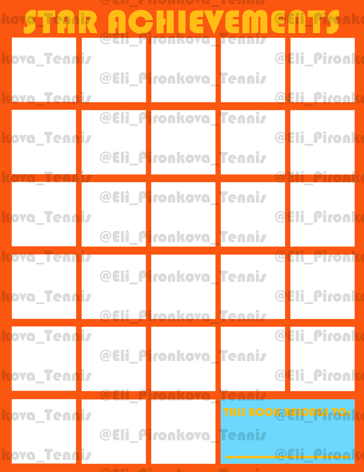 Tennis Progress Sticker Book System - Digital Files Bundle
